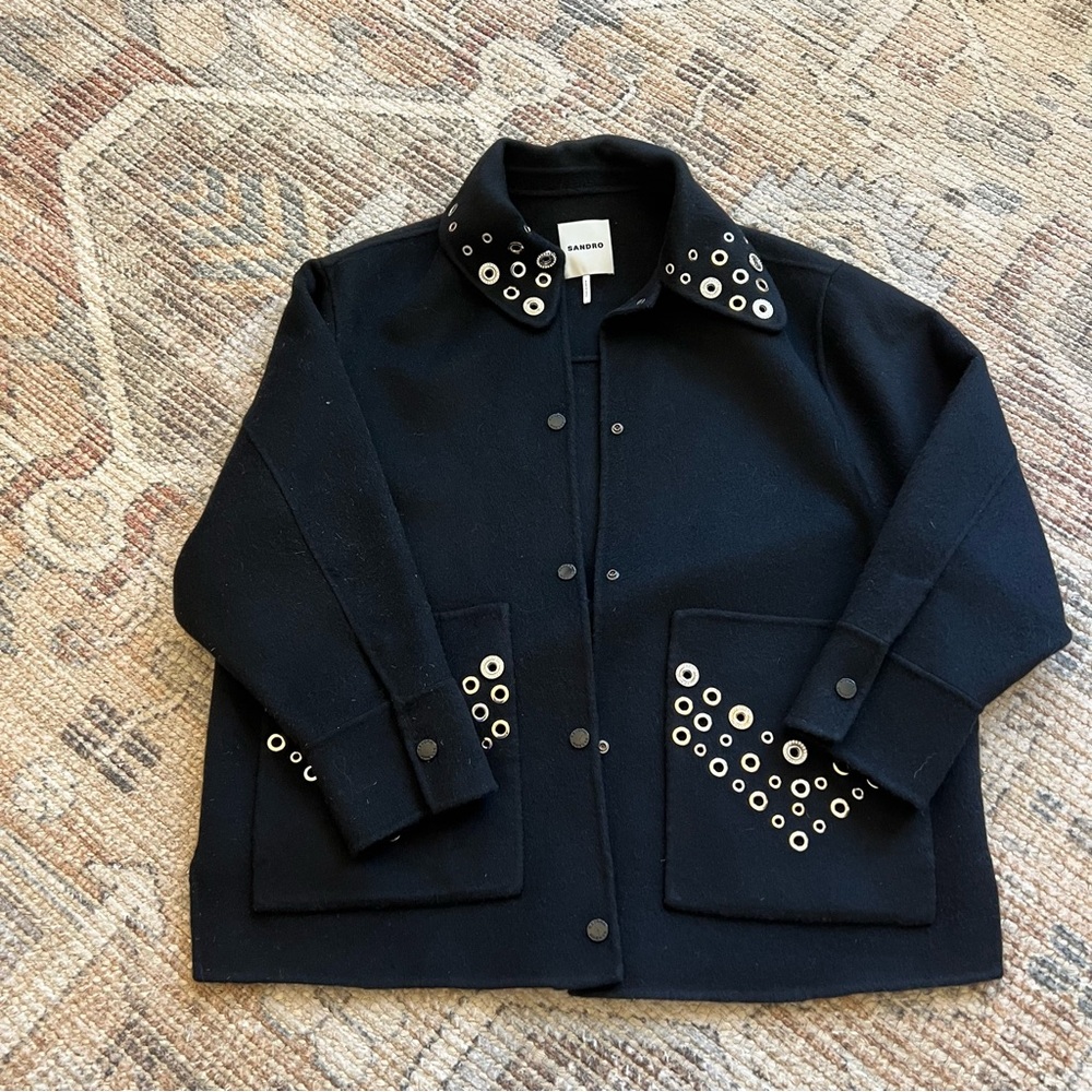 Black Jacket with Silver Eyelet Details